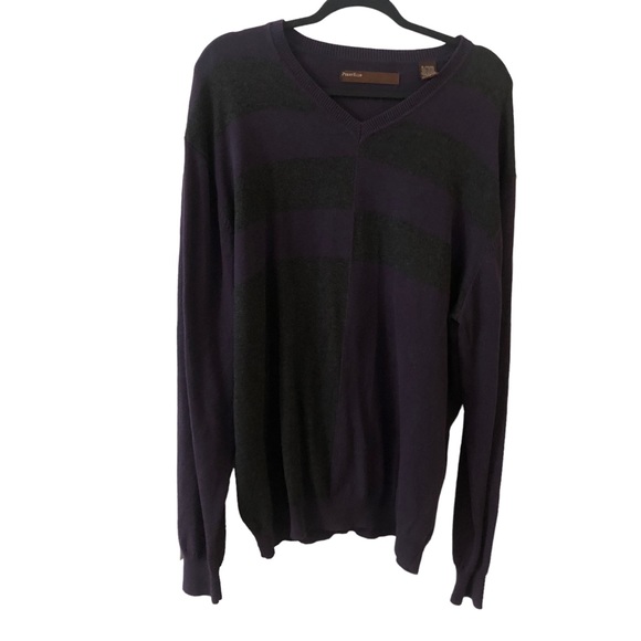 Perry Ellis Other - Vintage Perry Ellis Men’s Sweater - oversized purple black stripe pullover XL